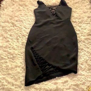 GUESS lace up asymmetrical body-con dress small